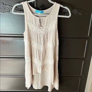 Boho Beige Lace Chevron hi-low Tank